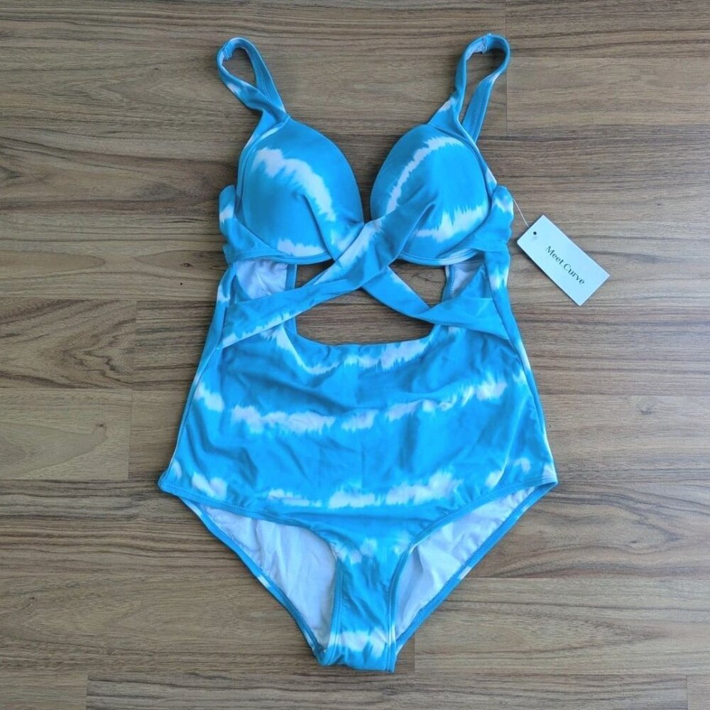 Blue Tie-Dye One-Piece Swimsuit